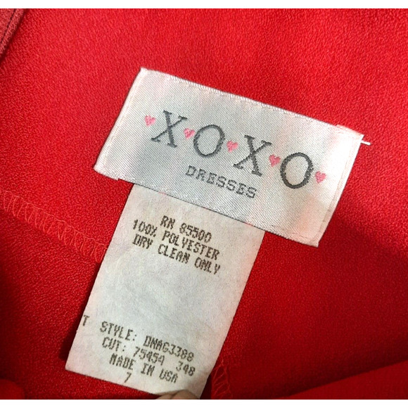 Vintage Y2K XOXO Glitter Embellished Mini Dress Size 7 Shimmer Red Black Goth - Picture 5 of 15